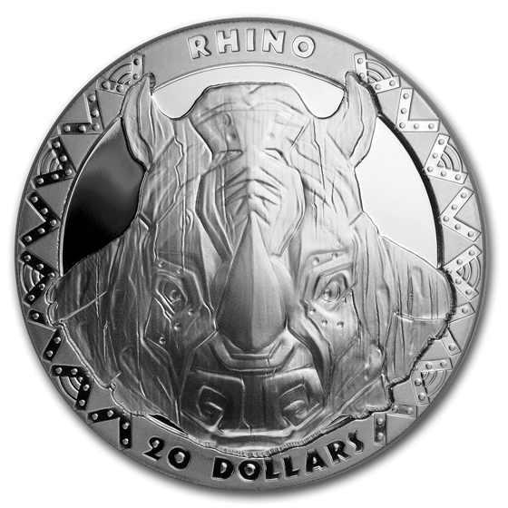 2019 Sierra Leone 2 oz Silver £20 High Relief Big Five: Rhino Prf 2019 Sierra Leone 2 oz Silver £20 High Relief Big Five: Rhino Prf